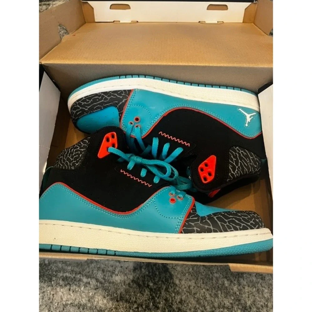 Jordan 1 Flight 2 BG Men 6Y Dusty Cactus Black NWB 631784-301 Elephant Print